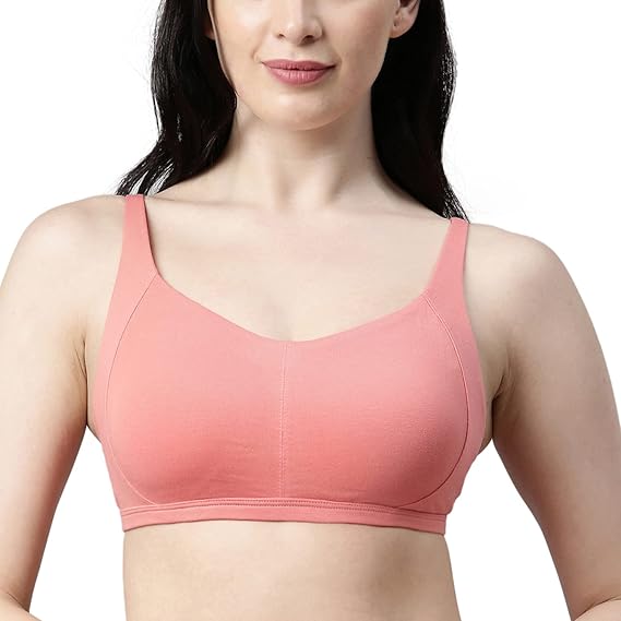 Enamor Innovations Intellifresh Antimicrobial Cotton Minimizer T-Shirt Bra – Padded Fixed Cups, Wirefree, Full Coverage A058